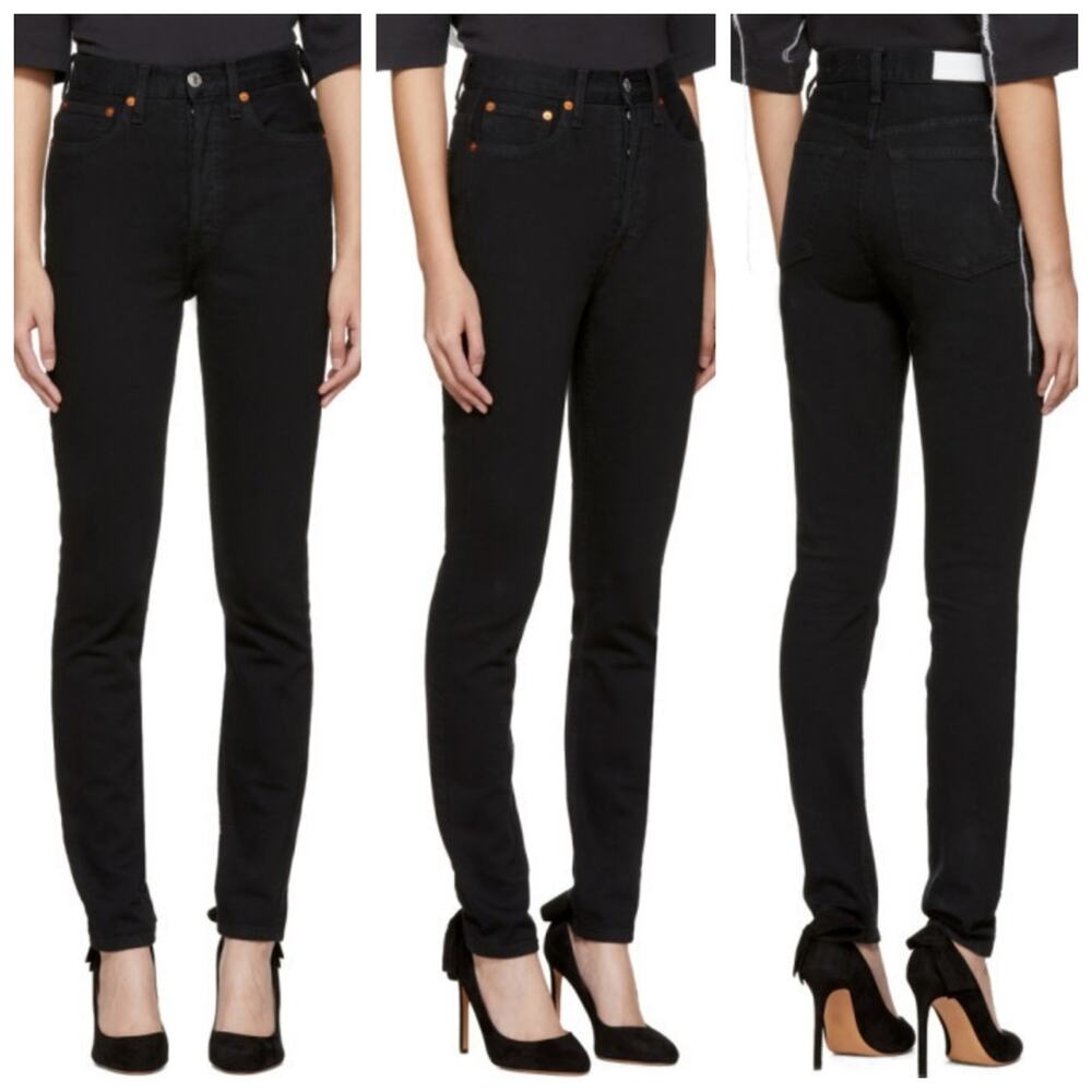 Re/Done NWT Black Originals Ultra High-Rise Jet Black Skinny Leg Jeans Size 23
